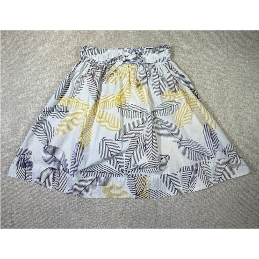 The Territory Ahead Women M White Yellow Leaf  Pull On Summer Lightweight Skirt